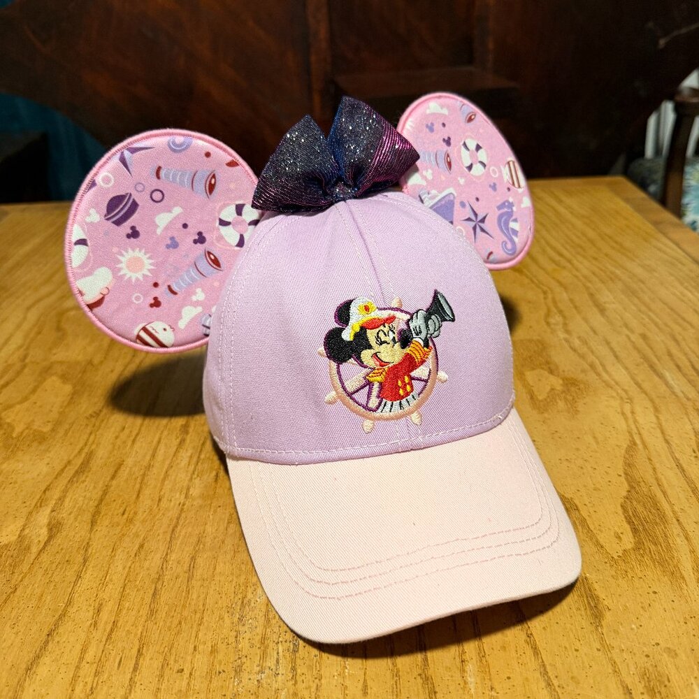 Disney Cruise Line Mickey Mouse Ears Cap Hat Bow Pink Embroidered